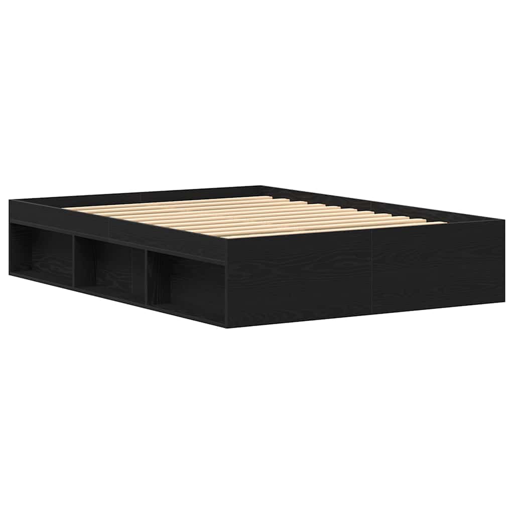 vidaXL Bed Frame without Mattress Black Oak 120x190 cm Engineered Wood