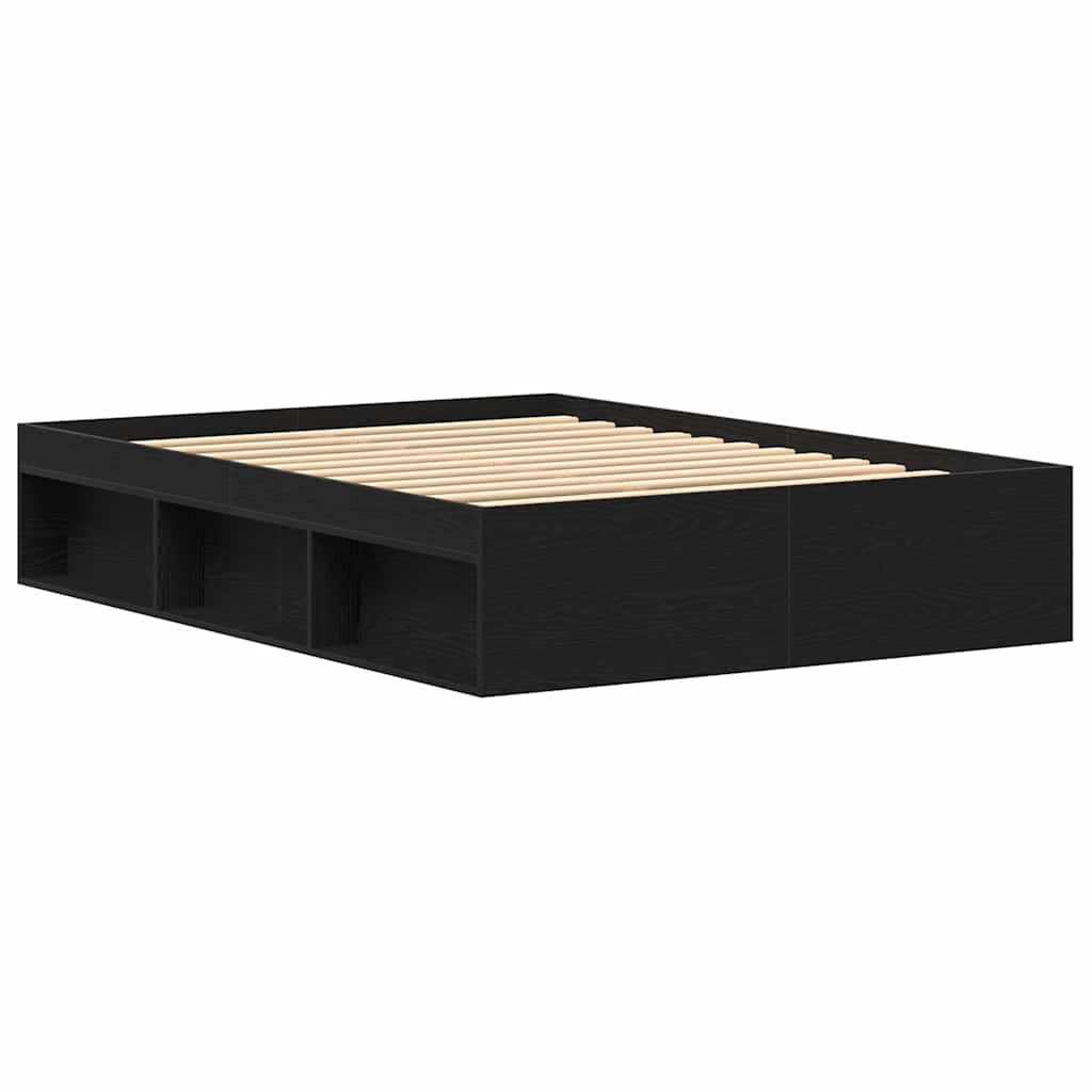 vidaXL Bed Frame without Mattress Black Oak 120x190 cm Engineered Wood