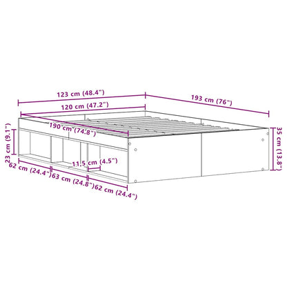 vidaXL Bed Frame without Mattress Black Oak 120x190 cm Engineered Wood