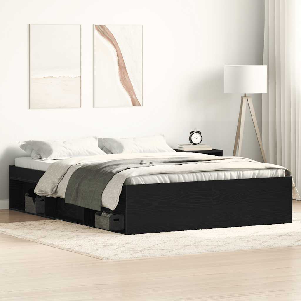 vidaXL Bed Frame without Mattress Black Oak 120x190 cm Engineered Wood