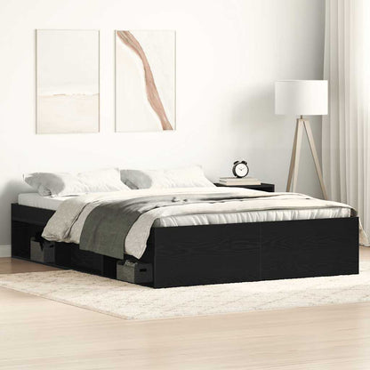 vidaXL Bed Frame without Mattress Black Oak 120x190 cm Engineered Wood