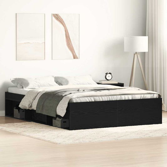 vidaXL Bed Frame without Mattress Black Oak 120x190 cm Engineered Wood