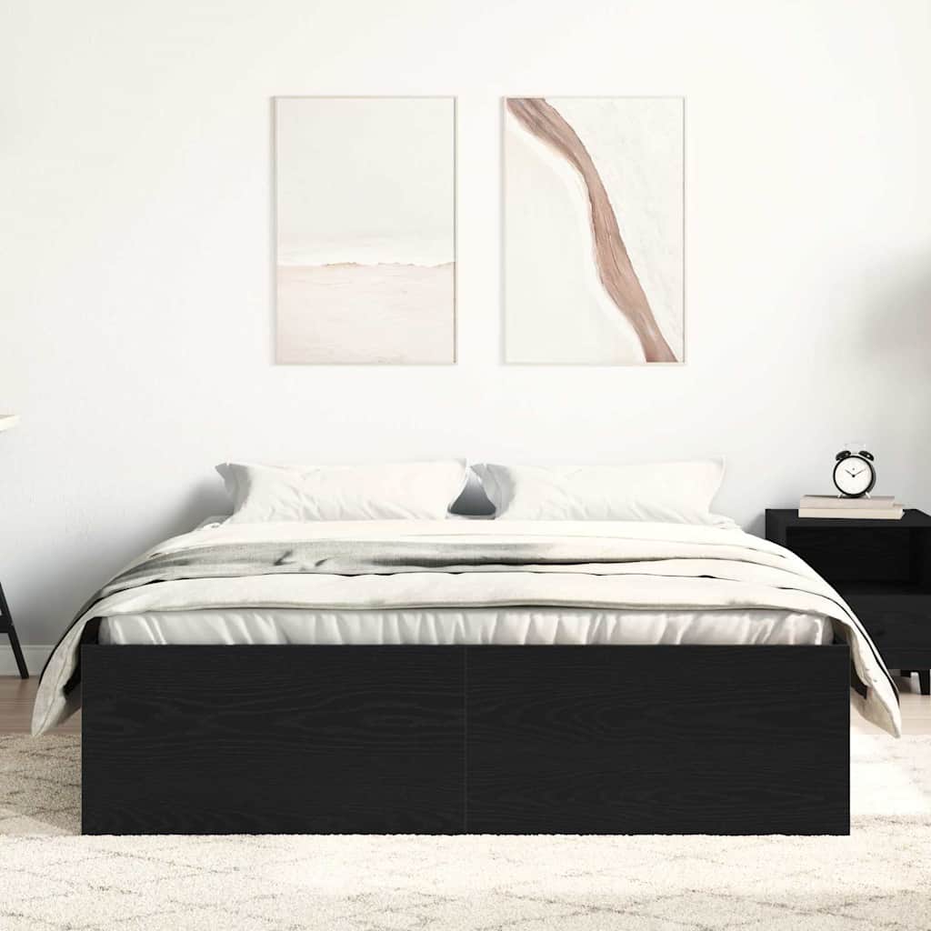 vidaXL Bed Frame without Mattress Black Oak 140x190 cm Engineered Wood
