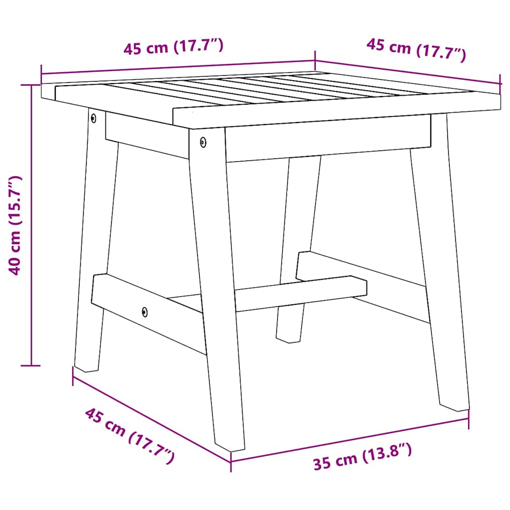 vidaXL Side Table Oil Natural 45 x 45 x 40 cm Solid Acacia Wood
