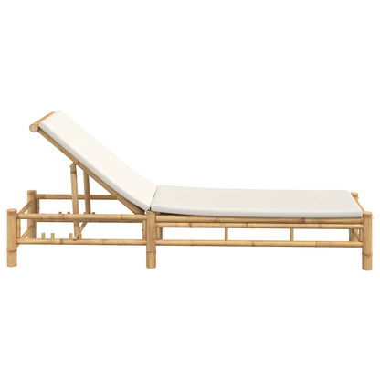 vidaXL Sun Lounger with Cushions 55x199x30 cm Bamboo
