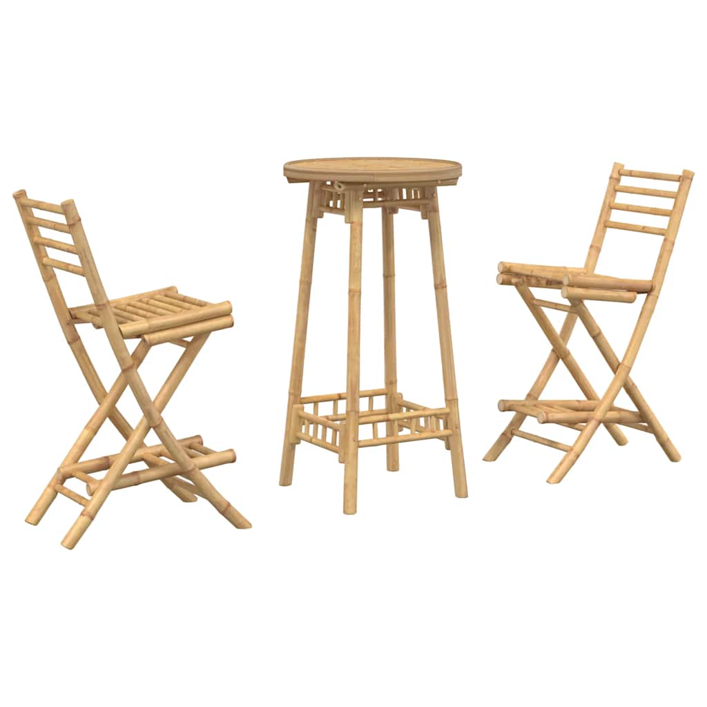 vidaXL 3 Piece Outdoor Bar Set Foldable Bamboo