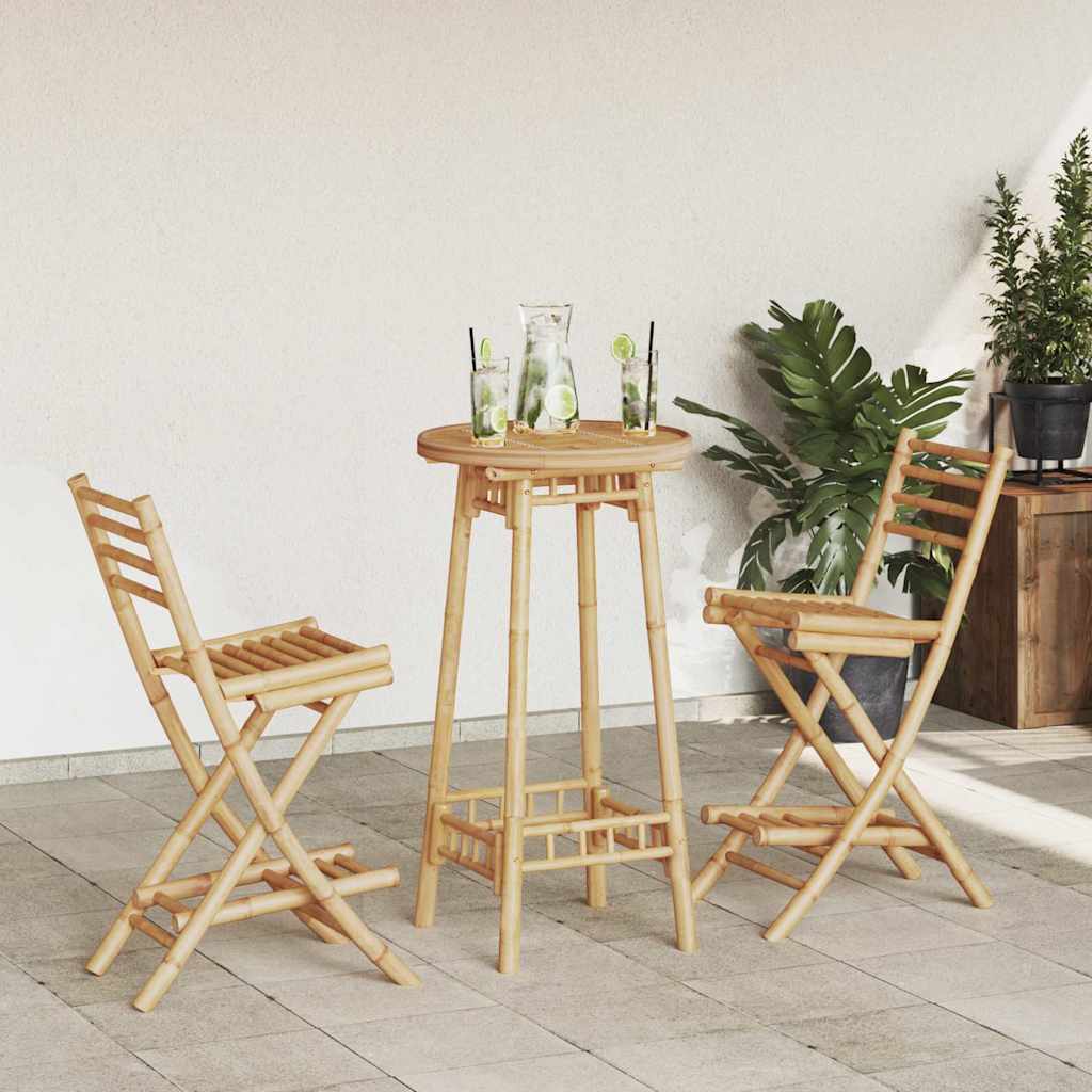vidaXL 3 Piece Outdoor Bar Set Foldable Bamboo