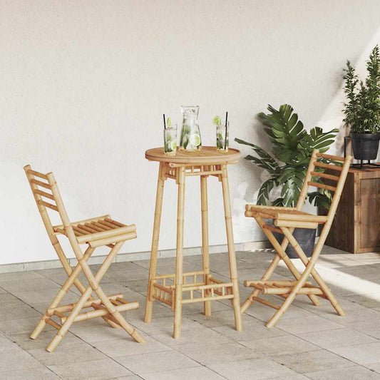 vidaXL 3 Piece Outdoor Bar Set Foldable Bamboo