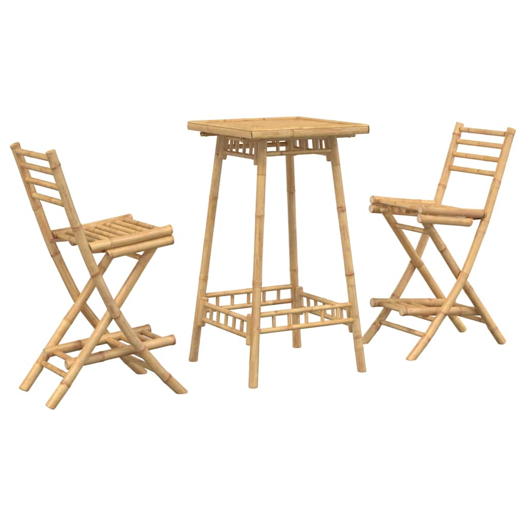 vidaXL 3 Piece Outdoor Bar Set Foldable Bamboo