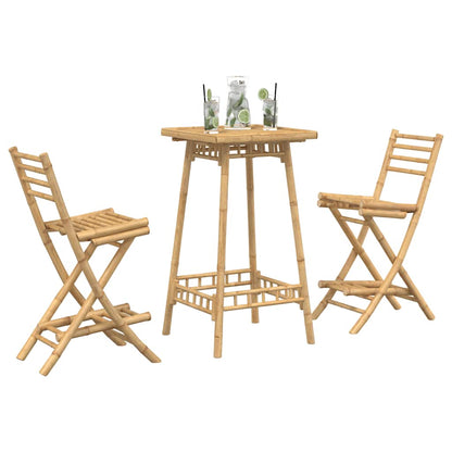 vidaXL 3 Piece Outdoor Bar Set Foldable Bamboo