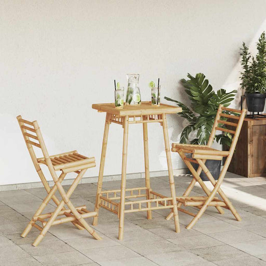 vidaXL 3 Piece Outdoor Bar Set Foldable Bamboo