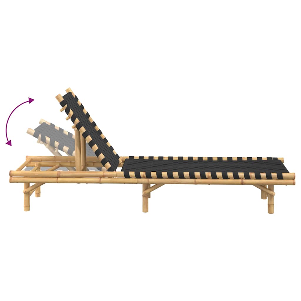 vidaXL Sun Lounger with Black Woven Webbing 55x200x30 cm Bamboo