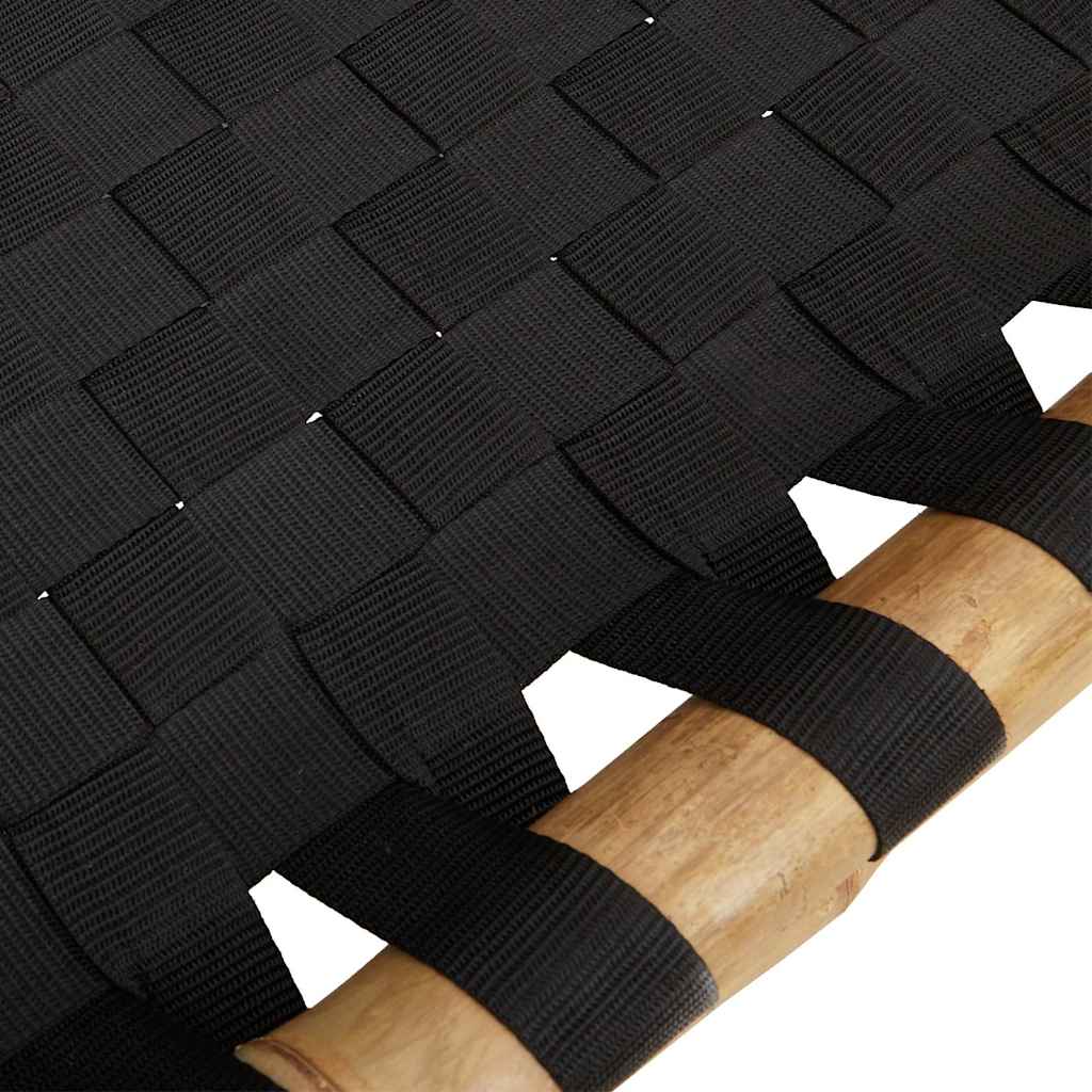 vidaXL Sun Lounger with Black Woven Webbing 55x200x30 cm Bamboo
