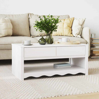 vidaXL Coffee Table Drammen White 99 x 55 x 45 cm Solid Pine Wood