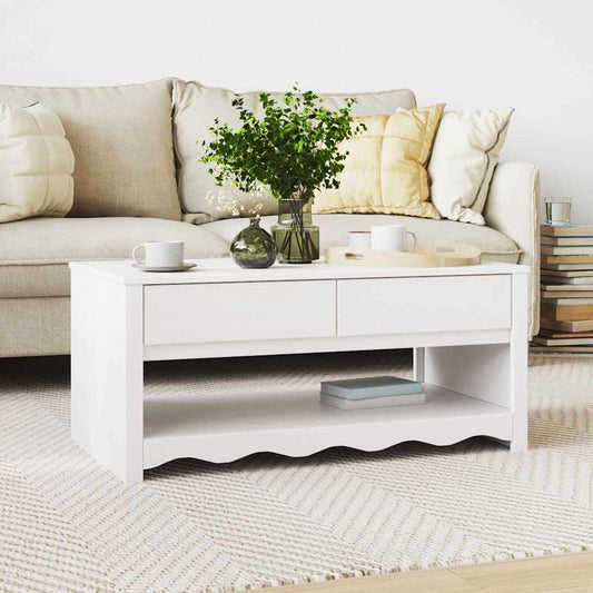 vidaXL Coffee Table Drammen White 99 x 55 x 45 cm Solid Pine Wood