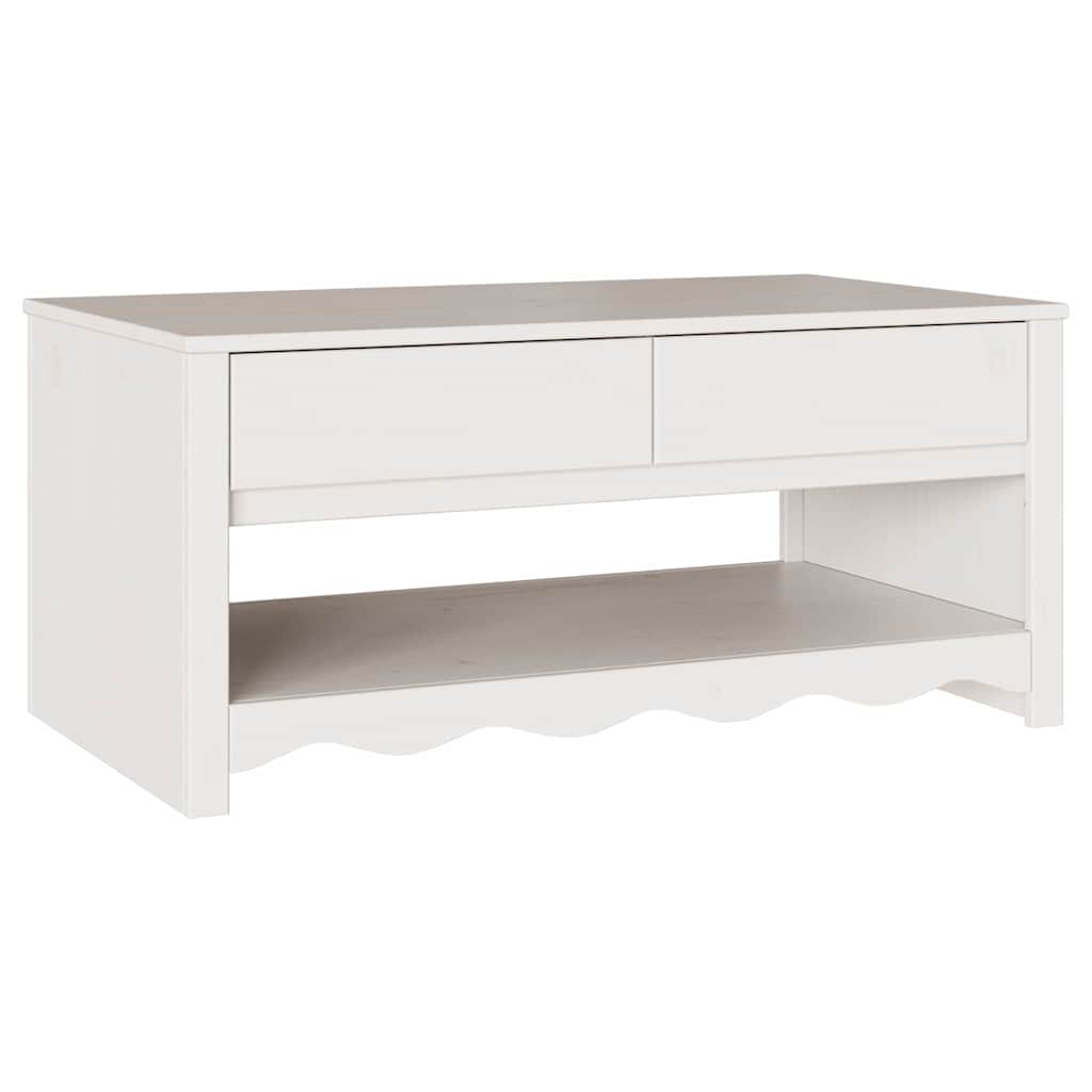 vidaXL Coffee Table Drammen White 99 x 55 x 45 cm Solid Pine Wood