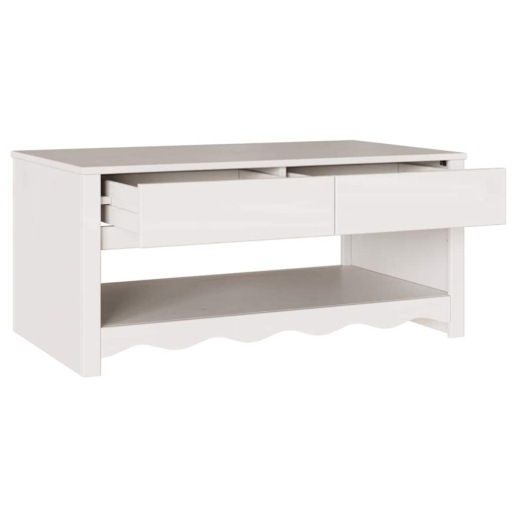 vidaXL Coffee Table Drammen White 99 x 55 x 45 cm Solid Pine Wood