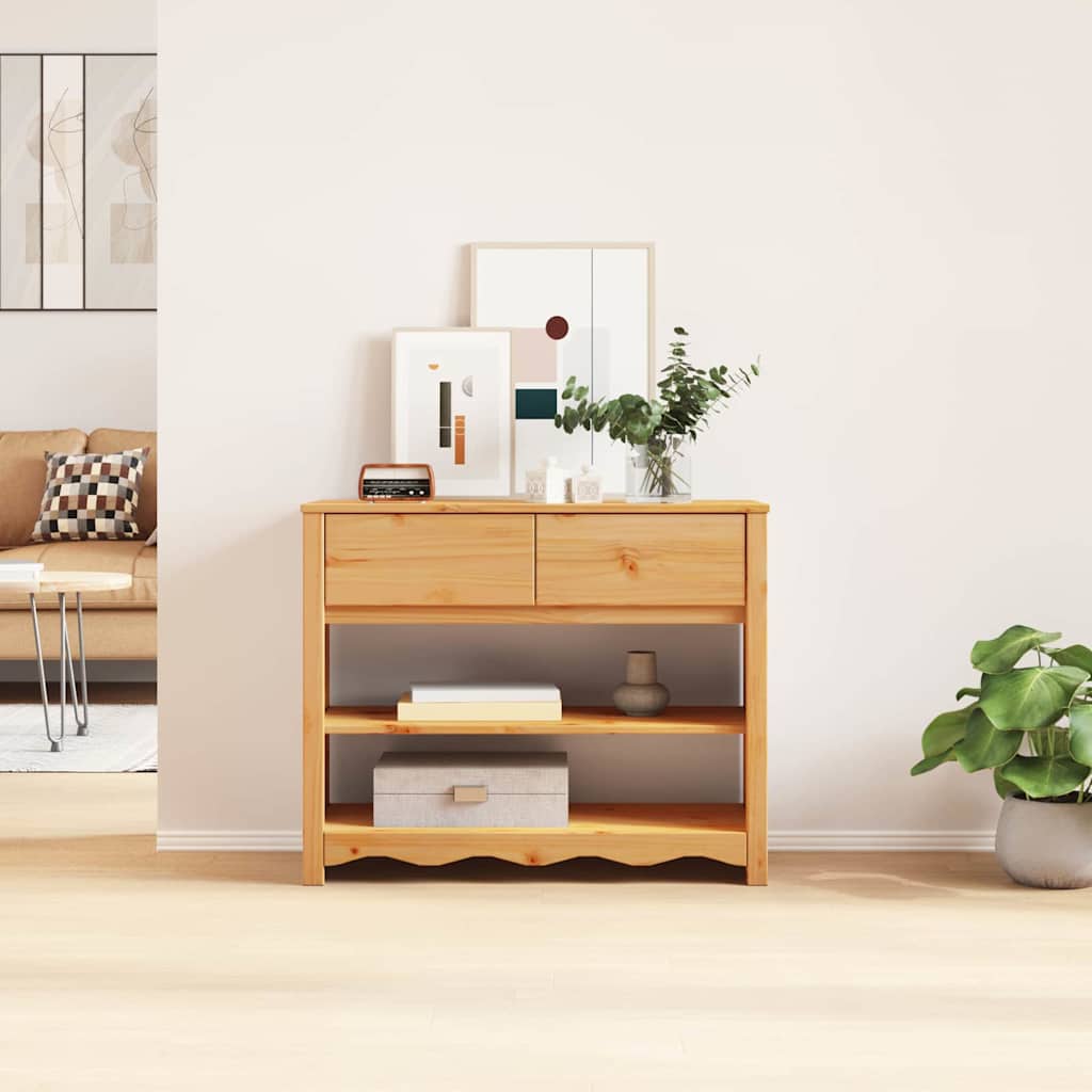 vidaXL Console Table Drammen Oak 89.5 x 37 x 73 cm Solid Pine Wood