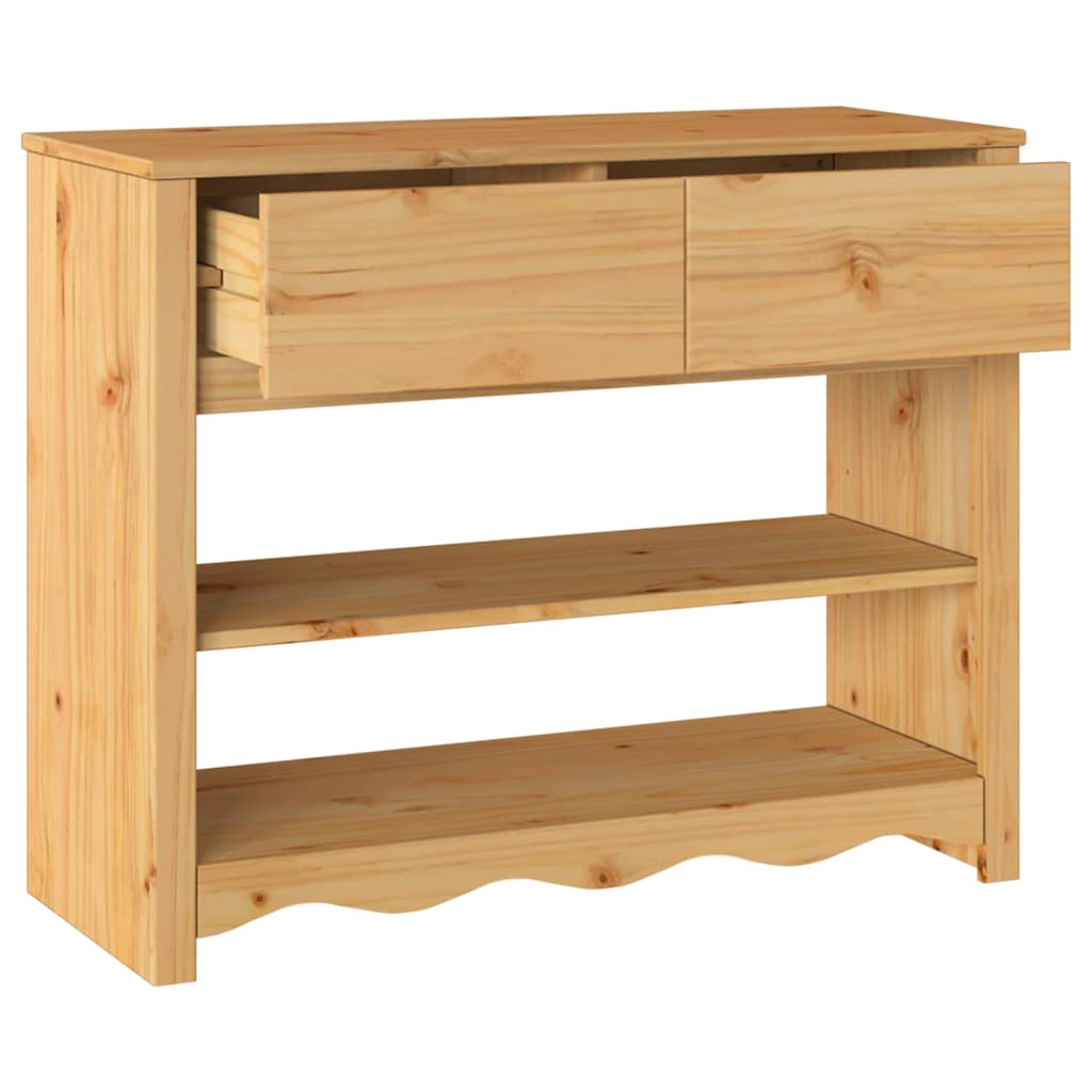 vidaXL Console Table Drammen Oak 89.5 x 37 x 73 cm Solid Pine Wood