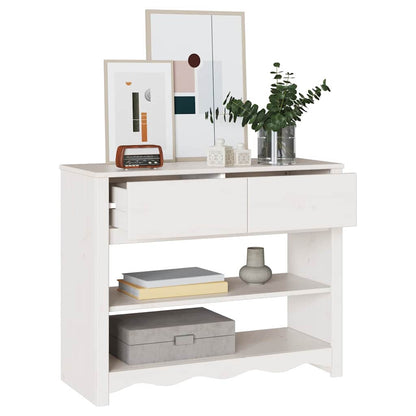 vidaXL Console Table Drammen White 89.5 x 37 x 73 cm Solid Pine Wood