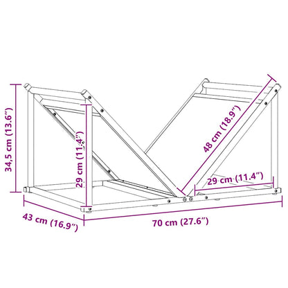 vidaXL Firewood Rack Black 70x43x34.5 cm Cold-rolled steel