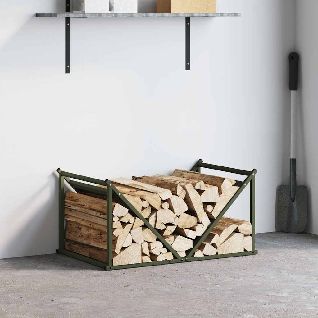 vidaXL Firewood Rack Olive Green 70x43x34.5 cm Cold-rolled steel