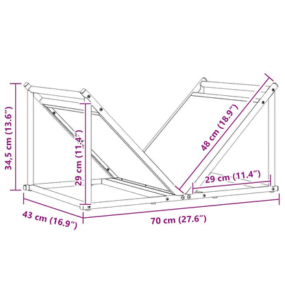 vidaXL Firewood Rack Olive Green 70x43x34.5 cm Cold-rolled steel