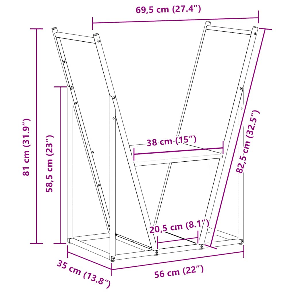 vidaXL Firewood Rack White 69.5x35x81 cm Cold-rolled steel