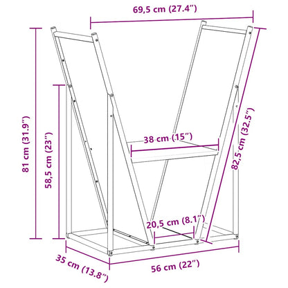 vidaXL Firewood Rack White 69.5x35x81 cm Cold-rolled steel