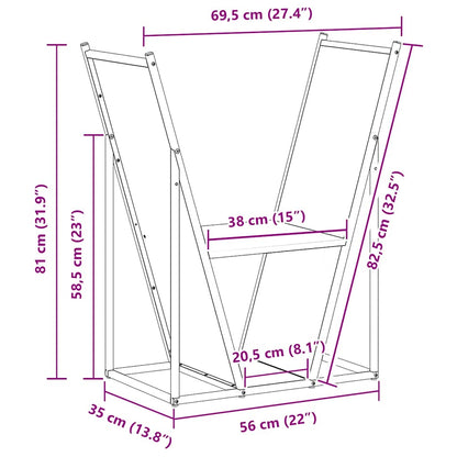 vidaXL Firewood Rack Olive Green 69.5x35x81 cm Cold-rolled steel