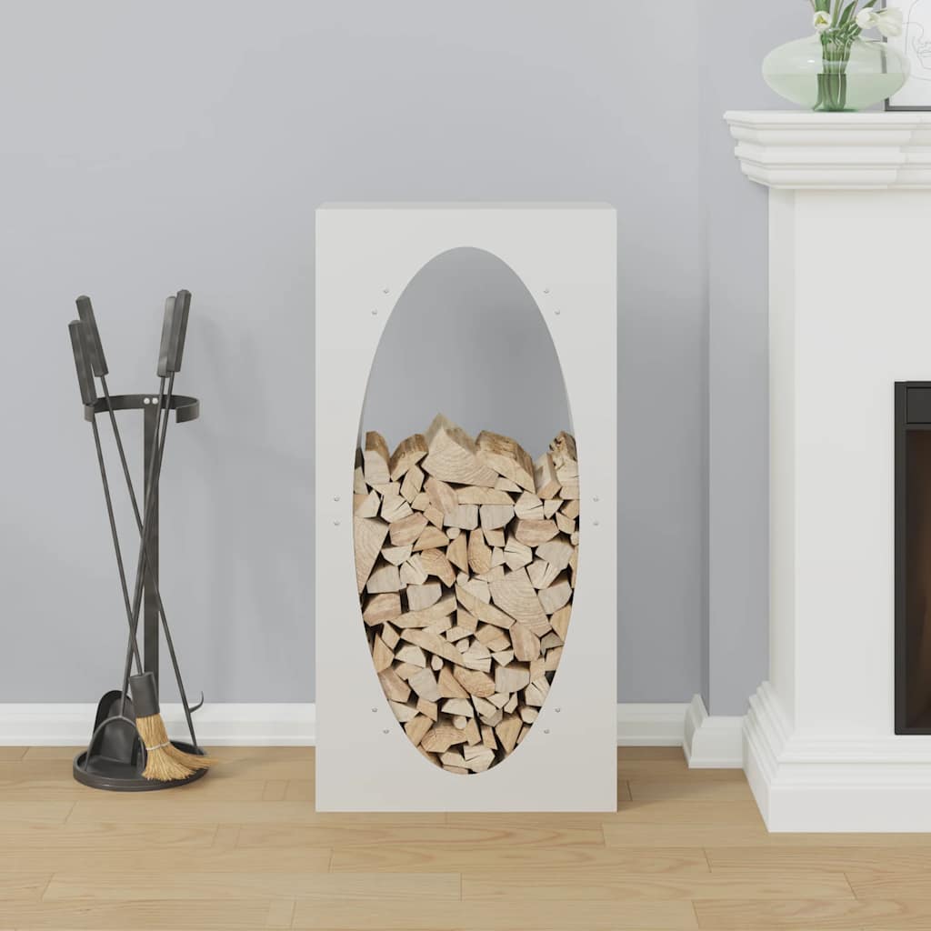 vidaXL Firewood Rack White 50x23x100 cm Cold-rolled steel