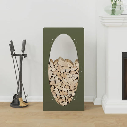 vidaXL Firewood Rack Olive Green 50x23x100 cm Cold-rolled steel