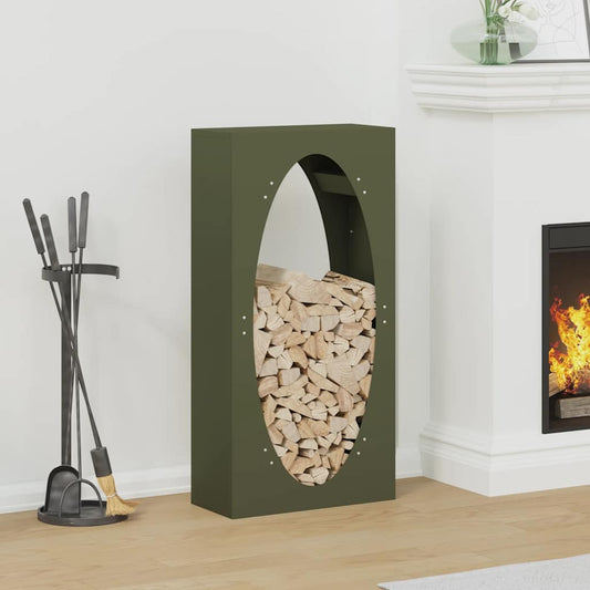 vidaXL Firewood Rack Olive Green 50x23x100 cm Cold-rolled steel