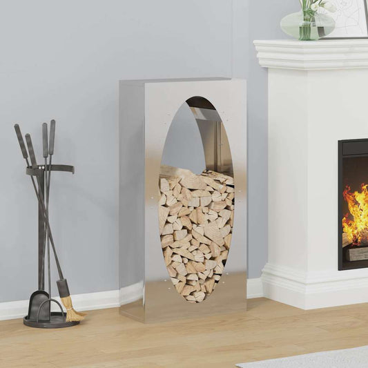 vidaXL Firewood Rack 50x23x100 cm Stainless Steel