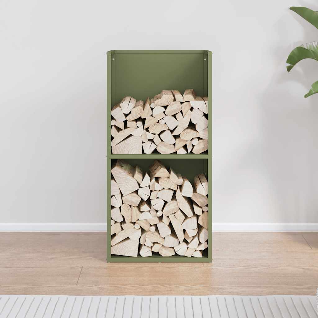 vidaXL Firewood Rack Olive Green 40x30x80 cm Cold-rolled steel