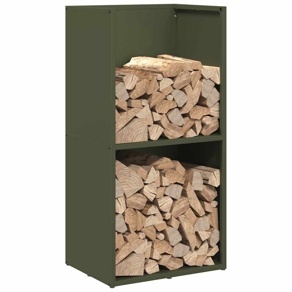 vidaXL Firewood Rack Olive Green 40x30x80 cm Cold-rolled steel
