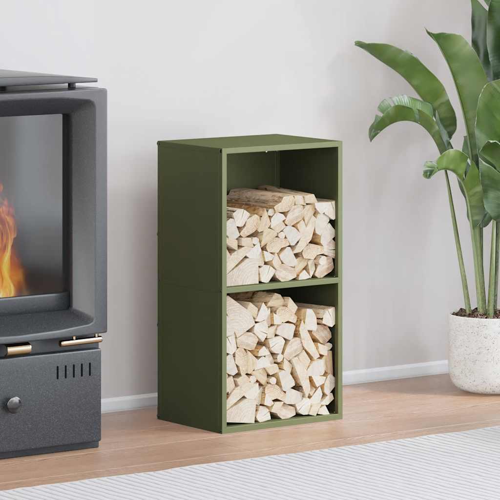 vidaXL Firewood Rack Olive Green 40x30x75 cm Cold-rolled steel