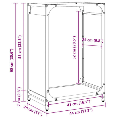 vidaXL Firewood Rack Black 44x28x65 cm Cold-rolled steel