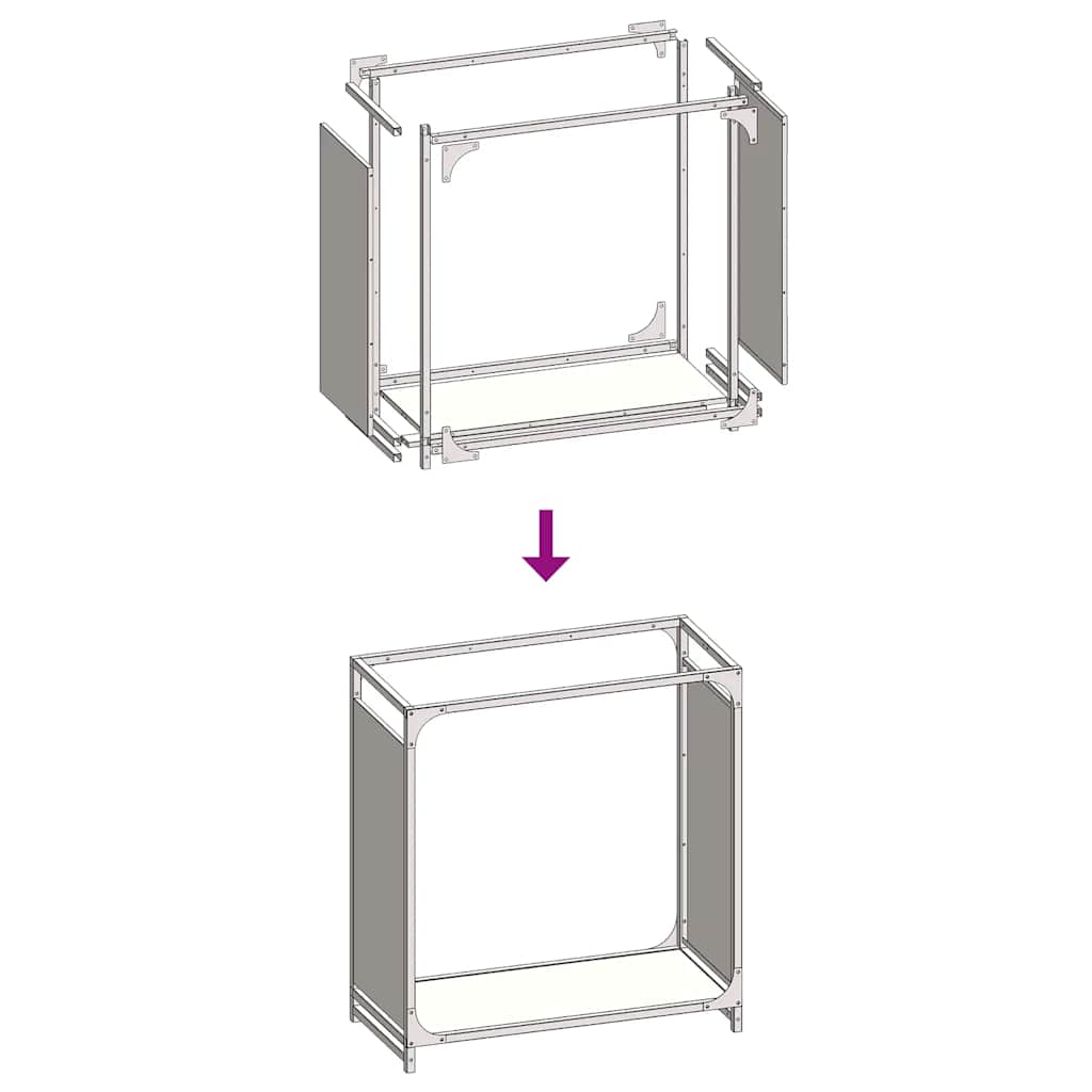 vidaXL Firewood Rack White 60x28x65 cm Cold-rolled steel