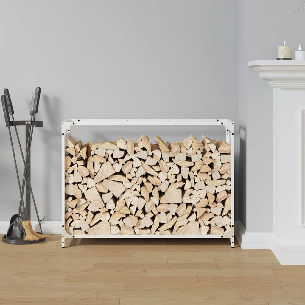 vidaXL Firewood Rack White 90x28x65 cm Cold-rolled steel
