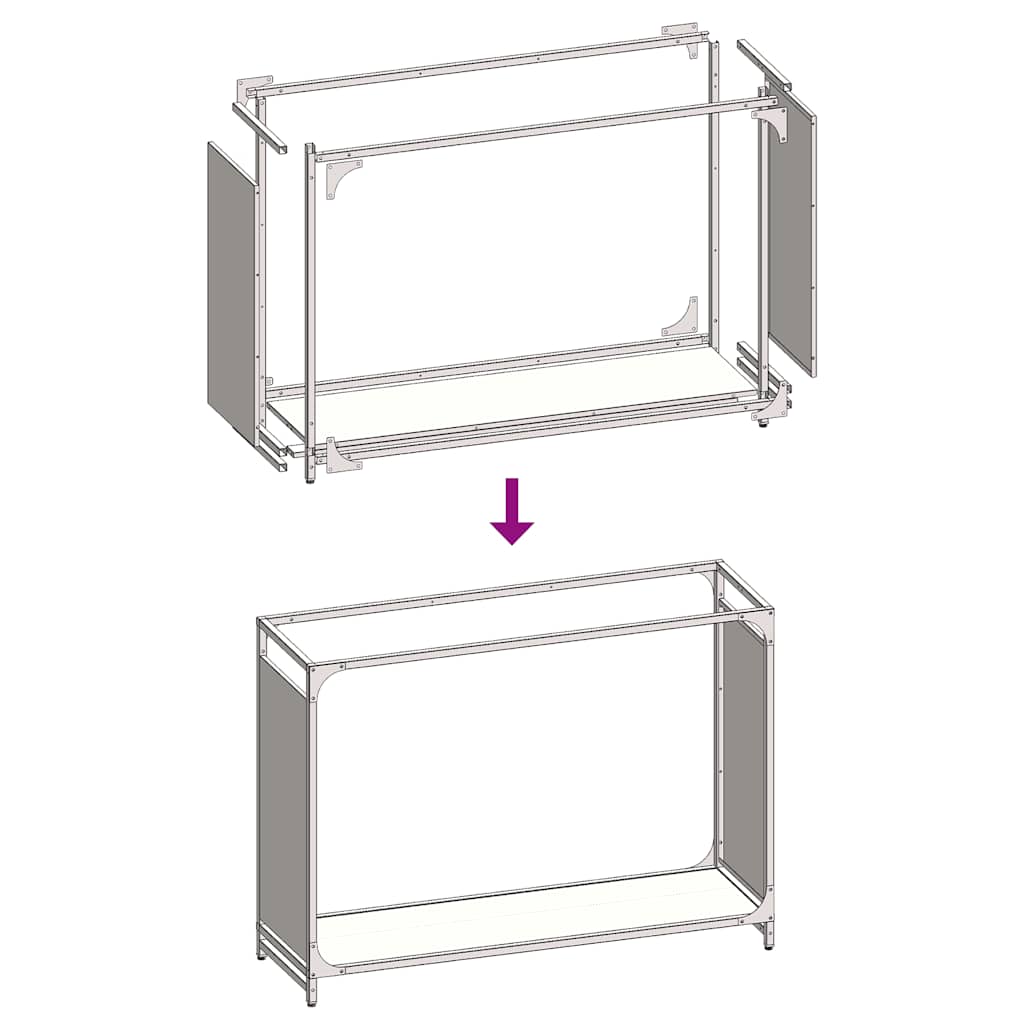 vidaXL Firewood Rack White 90x28x65 cm Cold-rolled steel