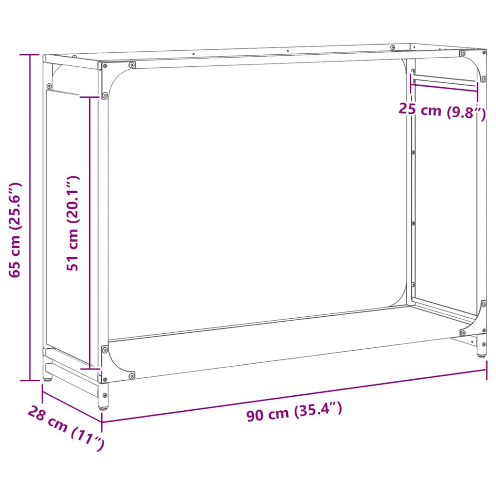 vidaXL Firewood Rack White 90x28x65 cm Cold-rolled steel