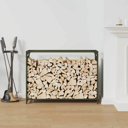 vidaXL Firewood Rack Olive Green 90x28x65 cm Cold-rolled steel