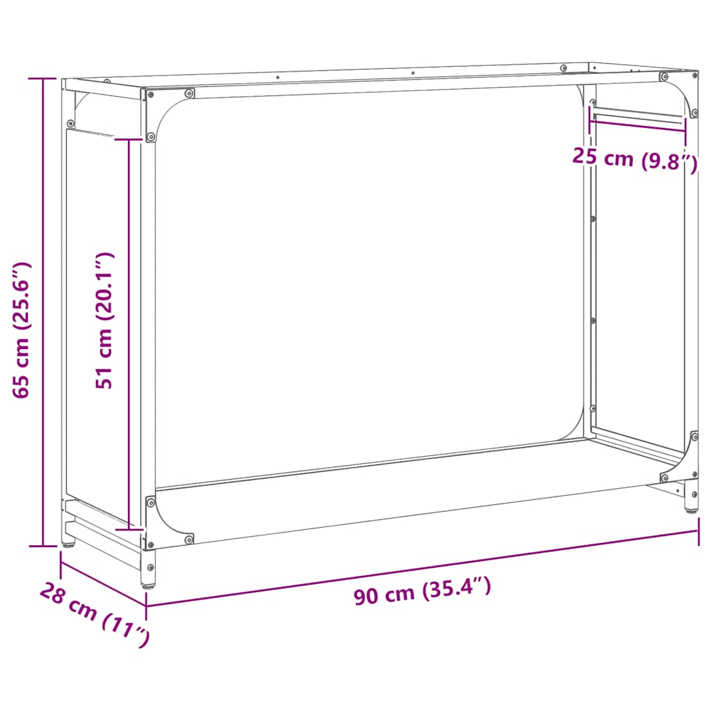 vidaXL Firewood Rack Olive Green 90x28x65 cm Cold-rolled steel