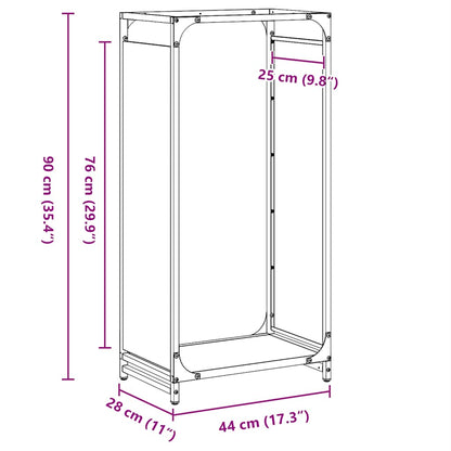 vidaXL Firewood Rack Anthracite 44x28x90 cm Cold-rolled steel