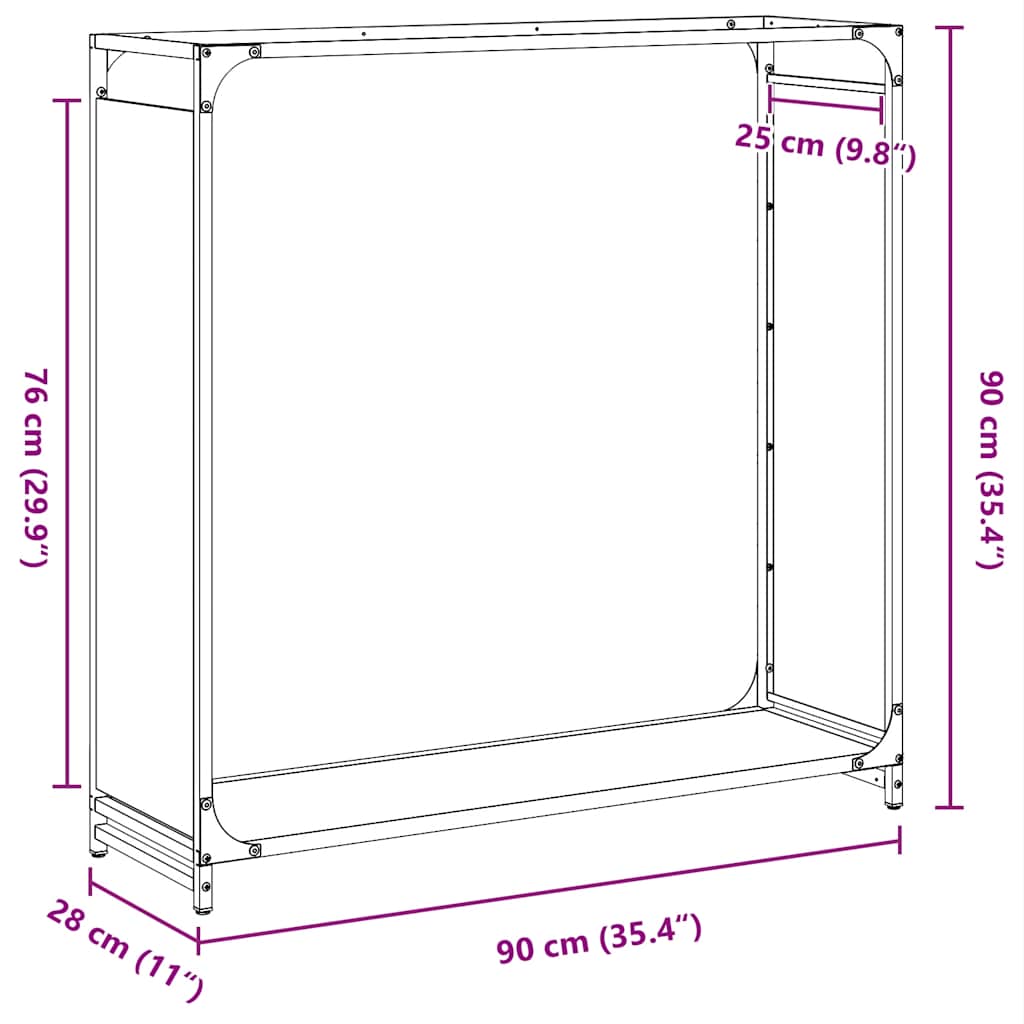 vidaXL Firewood Rack White 90x28x90 cm Cold-rolled steel