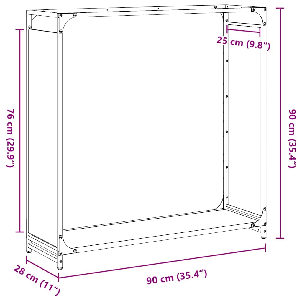 vidaXL Firewood Rack Anthracite 90x28x90 cm Cold-rolled steel
