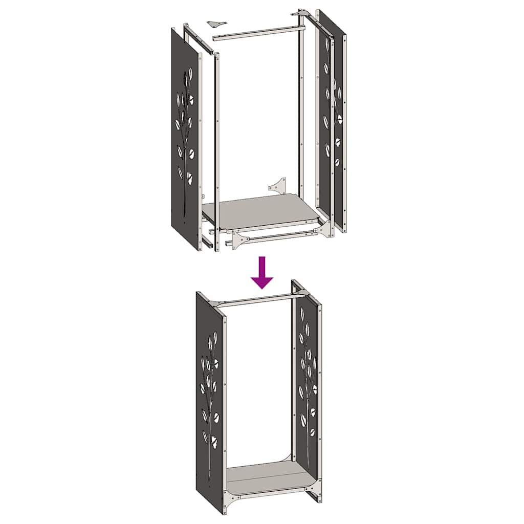 vidaXL Firewood Rack Black 40x30x80 cm Cold-rolled steel