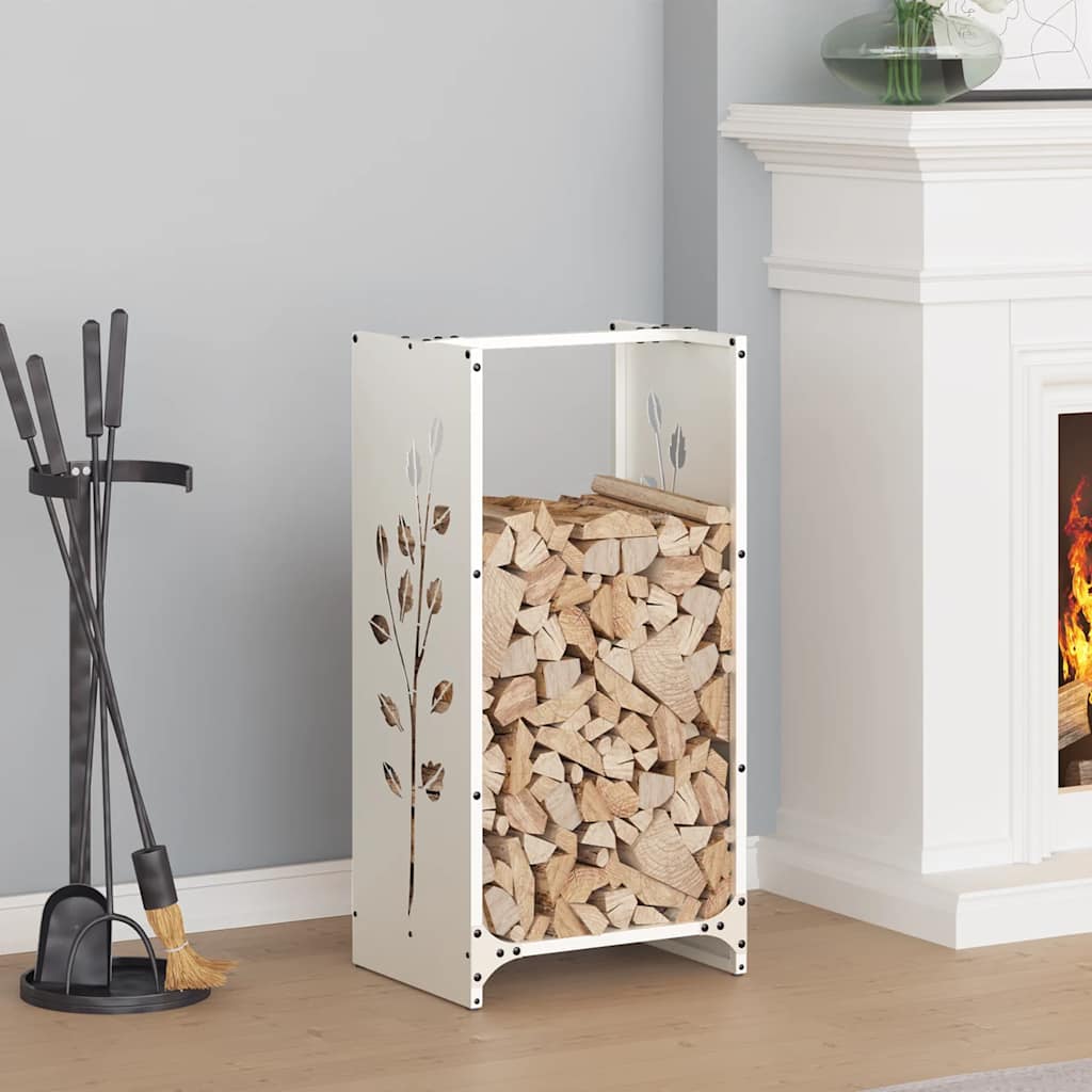 vidaXL Firewood Rack White 40x30x80 cm Cold-rolled steel