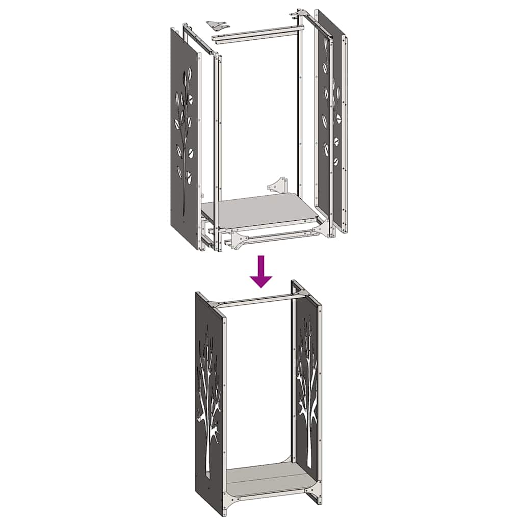 vidaXL Firewood Rack Black 40x30x80 cm Cold-rolled steel